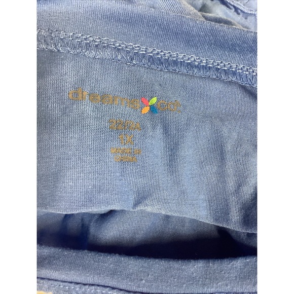 DREAMS CO. Women's (Size 1X) Short Sleeve Crew Neck Sleepshirt Hem/Sleeve Accent - Picture 3 of 4